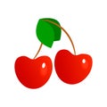 A cherry with leaves icon in vector